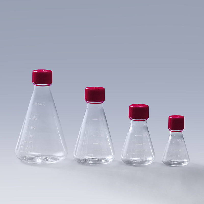 What is the amount of liquid added to the cell culture erlenmeyer flask?